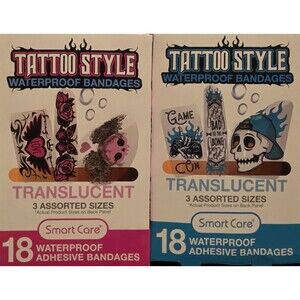 Smart Care Tattoo Style Waterproof Bandages Lot Of 2 New 36 Total